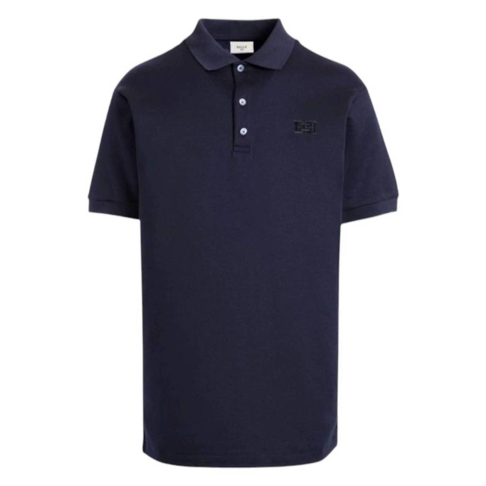 NEW BALLY men's tipped regular fit polo shirt in ink